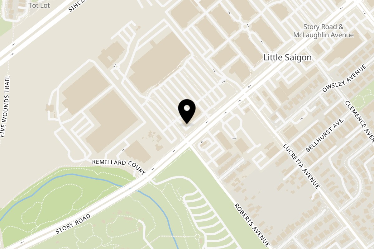 Map showing the location of Pho Dang on 779 Story Rd #10 in San Jose